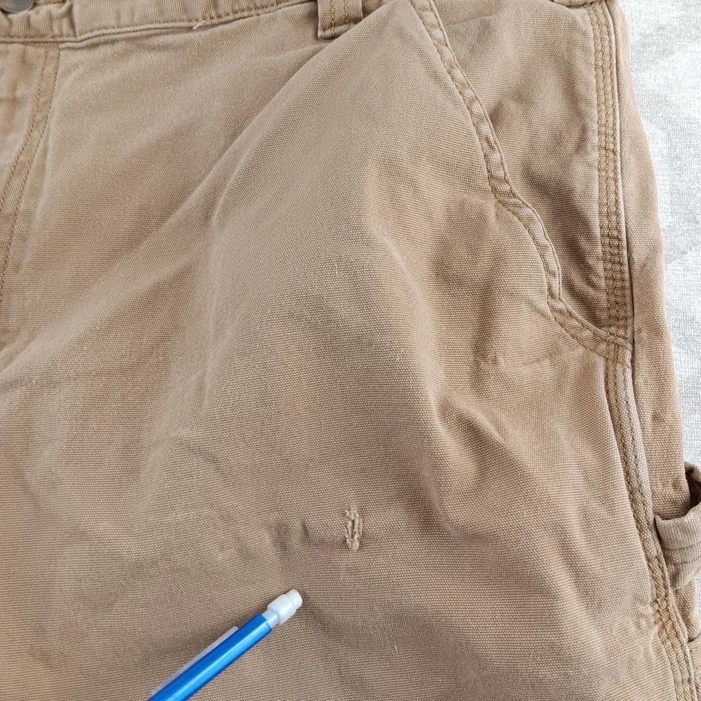 Carhartt Relaxed Fit Mens Tan‎ Canvas Utility Work Shorts 42x11 Rugged Flex